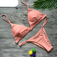 Load image into Gallery viewer, Colors Solid Bikini Set Push Up Swimwear Two Piece Swimsuit Swimwear Halter String Triangle Bikini Sets Women Swimsuit Low Waist Halter Two Pieces Bathing Suit