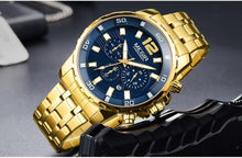 Load image into Gallery viewer, Luxury Men's Gold Business Watches Quartz Analogue Wristwatch Stainless Steel Waterproof Luminous Watch
