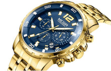 Load image into Gallery viewer, Luxury Men's Gold Business Watches Quartz Analogue Wristwatch Stainless Steel Waterproof Luminous Watch