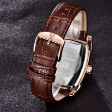 Load image into Gallery viewer, Luxury Business Men's Watches Brown Casual Wrist Leather Strap Waterproof Classic Rectangle Square Watch