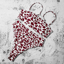 Load image into Gallery viewer, Bikinis Solid Push Up Bikini Padded Bra Straps High Waist Swimsuit Female Swimwear Women's Bathing Suit Lace up Bikini Ribbed Two Piece Swimsuit