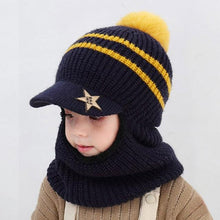 Load image into Gallery viewer, Thick Knitted Acrylic Winter Beanie Hats For Kids Child Outdoor Warm Balaclava Cap Girls Boys Bib Mask Face Cover Hairball Hat Beanie Cap Mask Scarf Hat Set Outdoor Sport Warm Beanies Hat For Men Knitted Hats Bandana Hiking Camping Kid Neck Warmer Cap