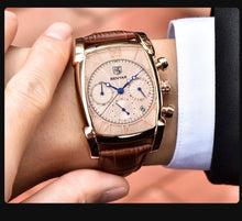 Load image into Gallery viewer, Classic Rectangle Waterproof Case Vintage Design Luxury Watches Leather Strap Business Casual Analog Wrist Watch For Men