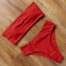 Load image into Gallery viewer, Top Swimsuit Push Up Bikini Set Women's Crop Top High Waist Swimsuit Sport High Cut Bikini Set Two Piece Bathing Suits High Waist Solid Bathing Suit Summer Swimwear Women Beachwear
