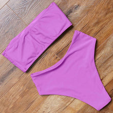 Load image into Gallery viewer, Top Swimsuit Push Up Bikini Set Women's Crop Top High Waist Swimsuit Sport High Cut Bikini Set Two Piece Bathing Suits High Waist Solid Bathing Suit Summer Swimwear Women Beachwear