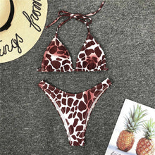 Load image into Gallery viewer, New Bikini Bikini Swimsuit For Women 3 Pieces Set Knot Front Off Shoulder Cover Up with Halter Bikini Sets Bathing Suit Women Swimwear Female Swimsuit Three-pieces Bikini set Halter Bather Bathing Suit Swim Beach Lady