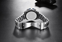 Load image into Gallery viewer, New Men Silver Blue Watch Business Analog Chronogragh Full Steel Luxury Casual Male Waterproof Sports Design Watches