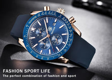 Load image into Gallery viewer, Casual Men's Watches Chronograph Modern Analog Quartz Waterproof Sports Watches Rubber Strap Business Wrist Watches For Men