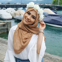 Load image into Gallery viewer, Luxury Fashion Long Soft Solid Chiffon Scarf Head Wrap Echarpe Shawl Lightweight Headscarf Instant Ready To Wear Elegant Hijab Scarf Wrap Muslim Shawl Islamic Hijabs Arab Wrap Head Scarves For Women