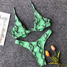 Load image into Gallery viewer, Neon V-bar Underwired Bikini Female Ribbed Swimsuit Women Swimwear Two-pieces Bikini set Push up Bathing Suit