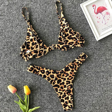 Load image into Gallery viewer, Neon V-bar Underwired Bikini Female Ribbed Swimsuit Women Swimwear Two-pieces Bikini set Push up Bathing Suit