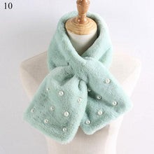 Load image into Gallery viewer, New Winter Solid Color Warm Thicken Soft Collar Scarf Faux Rabbit Fur Neckerchief Plush Warm Hot Scarfs Cross Collar Scarf Shawl Solid With Pearl Elegant For Women