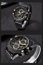 Load image into Gallery viewer, Sport Chronograph Fashion Luxury Men Watches Mesh & Rubber Band Waterproof Quartz Gold Watch For Men