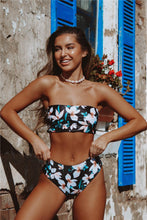 Load image into Gallery viewer, Bikini Swimwear Swimsuit Women Floral Print High Waist Bikini Set Back Cross Bathing Suit Female Beach Wear Women's Bikini Swimsuits Strapless Two Pieces Bathing Suits