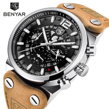 Load image into Gallery viewer, Mens Military Army Watches Analog Chronograph Watch Genuine Leather Strap Sports Casual Waterproof Male Quartz Wristwatch