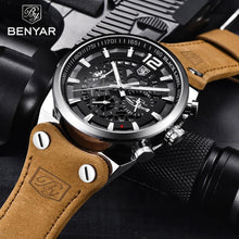 Load image into Gallery viewer, Mens Military Army Watches Analog Chronograph Watch Genuine Leather Strap Sports Casual Waterproof Male Quartz Wristwatch