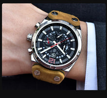 Load image into Gallery viewer, Mens Military Army Watches Analog Chronograph Watch Genuine Leather Strap Sports Casual Waterproof Male Quartz Wristwatch