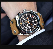 Load image into Gallery viewer, Mens Military Army Watches Analog Chronograph Watch Genuine Leather Strap Sports Casual Waterproof Male Quartz Wristwatch