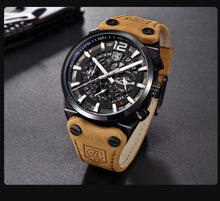 Load image into Gallery viewer, Mens Military Army Watches Analog Chronograph Watch Genuine Leather Strap Sports Casual Waterproof Male Quartz Wristwatch