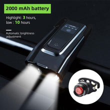 Load image into Gallery viewer, 4000mAh Bicycle Front Light Set USB Rechargeable Smart Headlight With Horn 800 Lumen LED Bicycle Light Set USB Rechargeable Super Bright Bike Headlight