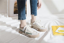 Load image into Gallery viewer, Womens New Spring Fashion Canvas Casual Flats Striped Vulcanize Fashion Style Sneakers Low-Cut Trainers Canvas Flat Sneakers Casual Slip On Canvas Comfortable Design