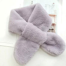 Load image into Gallery viewer, New Winter Solid Color Warm Thicken Soft Collar Scarf Faux Rabbit Fur Neckerchief Plush Warm Hot Scarfs Cross Collar Scarf Shawl Solid With Pearl Elegant For Women