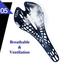 Load image into Gallery viewer, Mountain Super Light Plastic Bicycle Saddle Bike Saddle Seat PVC Cushion Hollow Seat Saddle Ultra Light Cycling Bicycle Seat Saddle Hollow Ergonomic Shock Absorption Water Resistant Protection