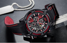 Load image into Gallery viewer, Modern Men's Black Quartz Watches Sports Silicone Strap Luminous Hands Wristwatch Luxury Waterproof Analog Watch