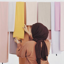 Load image into Gallery viewer, Luxury Fashion Long Soft Solid Chiffon Scarf Head Wrap Echarpe Shawl Lightweight Headscarf Instant Ready To Wear Elegant Hijab Scarf Wrap Muslim Shawl Islamic Hijabs Arab Wrap Head Scarves For Women