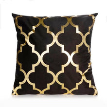 Load image into Gallery viewer, Black Gold Pillow Geometric Cushion Hot Pillows For Chairs Seat Pillowcase Black Striped Pillow Case Luxury Soft Cushion Covers Decor Home Livingroom Decoration 45x45CM