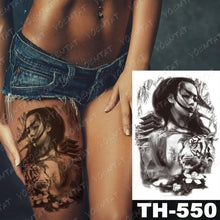 Load image into Gallery viewer, Gladiator Temporary Tattoo Sticker Flower Waterproof Big Modern Womens Mens Body Tattoo Luxury Design