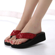 Load image into Gallery viewer, Summer Women Flip Flops Casual Sequins Anti-Slip Slippers Beach Flip Flat Sandals Beach Open Toe Shoes Womens Glitter Bling Fancy Slide Flat Low Sparkle Sandals Elegant Shoes