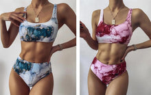 Load image into Gallery viewer, High Waist Bikini Leopard Bikini Women Push Up Swimsuit Women's Leopard Print Swimsuits High Waist Bikini Set 2 Piece Bathing Suits Women Printed Swimwear Tie Dye Summer Swim Beachwear