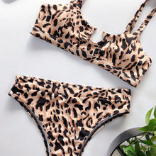 Load image into Gallery viewer, Leopard Bikinis Bikini Swimming Women's Bathing Suits Push Up Swimsuit Women's Padded Underwire Bikini Wire Push Up Bathing Suit Leopard Printed High Cut Vintage Swimsuit