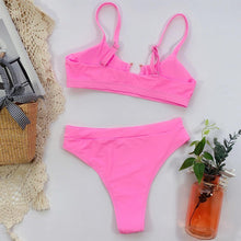Load image into Gallery viewer, Leopard Bikinis Bikini Swimming Women's Bathing Suits Push Up Swimsuit Women's Padded Underwire Bikini Wire Push Up Bathing Suit Leopard Printed High Cut Vintage Swimsuit
