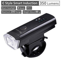 Load image into Gallery viewer, Waterproof Bicycle Light Smart Front Lamp Headlight With Horn USB Rechargeable LED Cycling Flashlight Bicycle Lights Set Powerful Lumens LED Bike Front For Adults Road Cycling Safety Flashlight