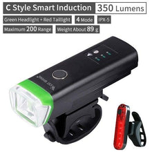 Load image into Gallery viewer, Waterproof Bicycle Light Smart Front Lamp Headlight With Horn USB Rechargeable LED Cycling Flashlight Bicycle Lights Set Powerful Lumens LED Bike Front For Adults Road Cycling Safety Flashlight
