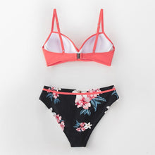 Load image into Gallery viewer, Push Up Floral Bikini Sets Women Two Pieces Swimsuits Women's Bathing Suits Push Up Halter Bandage Bikini Floral Printing Swim Bottoms Two Piece Swimsuits New Girl Beach Bathing Suits Swimwear