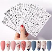 Load image into Gallery viewer, Alphabet Love Shaped Pattern 3D Nail Stickers Slider Valentine Day Decals Foil For Love Nail Art Decoration Pop Art Nail Stickers Sexy Girl Designs Comics Water Transfer Decals Manicure Lips Nail Art Decorations Slider Nail Art Stickers