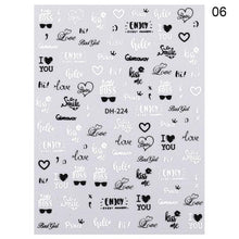 Load image into Gallery viewer, Alphabet Love Shaped Pattern 3D Nail Stickers Slider Valentine Day Decals Foil For Love Nail Art Decoration Pop Art Nail Stickers Sexy Girl Designs Comics Water Transfer Decals Manicure Lips Nail Art Decorations Slider Nail Art Stickers