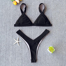 Load image into Gallery viewer, Bikini Solid Swimsuit Women Swimwear Push Up Bikini Set Patchwork Summer Beach Bathing Suit Swim Wear Halter Bikini Swimsuit Beach Swimming Traveling High Leg Bikini