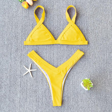 Load image into Gallery viewer, Bikini Solid Swimsuit Women Swimwear Push Up Bikini Set Patchwork Summer Beach Bathing Suit Swim Wear Halter Bikini Swimsuit Beach Swimming Traveling High Leg Bikini