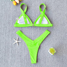 Load image into Gallery viewer, Bikini Solid Swimsuit Women Swimwear Push Up Bikini Set Patchwork Summer Beach Bathing Suit Swim Wear Halter Bikini Swimsuit Beach Swimming Traveling High Leg Bikini