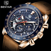 Load image into Gallery viewer, New Men Luxury Watches Leather Strap Waterproof Sport Quartz Chronograph Military Watch Men Clock