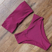 Load image into Gallery viewer, Top Swimsuit Push Up Bikini Set Women's Crop Top High Waist Swimsuit Sport High Cut Bikini Set Two Piece Bathing Suits High Waist Solid Bathing Suit Summer Swimwear Women Beachwear