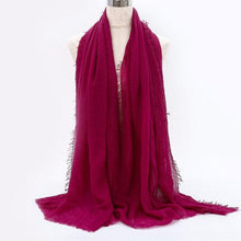 Load image into Gallery viewer, Light Soft Fashion Solid Scarf Crinkle Cotton Linen Wrap Shawl Hijab Muslim Woman Shawls Turban Islamic Clothing Head Wrap For Women