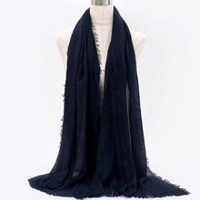 Load image into Gallery viewer, Light Soft Fashion Solid Scarf Crinkle Cotton Linen Wrap Shawl Hijab Muslim Woman Shawls Turban Islamic Clothing Head Wrap For Women