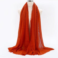 Load image into Gallery viewer, Light Soft Fashion Solid Scarf Crinkle Cotton Linen Wrap Shawl Hijab Muslim Woman Shawls Turban Islamic Clothing Head Wrap For Women