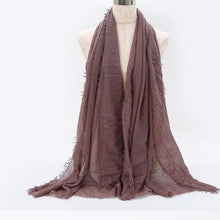 Load image into Gallery viewer, Light Soft Fashion Solid Scarf Crinkle Cotton Linen Wrap Shawl Hijab Muslim Woman Shawls Turban Islamic Clothing Head Wrap For Women