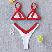 Load image into Gallery viewer, Bikini Solid Swimsuit Women Swimwear Push Up Bikini Set Patchwork Summer Beach Bathing Suit Swim Wear Halter Bikini Swimsuit Beach Swimming Traveling High Leg Bikini